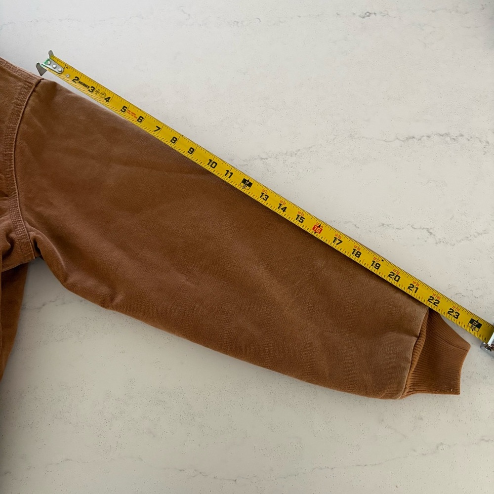 Vintage Carhartt Women's WJ130 211 Large 12/14 Brown Duck Hooded Fleece Full Zip - Picture 10 of 13